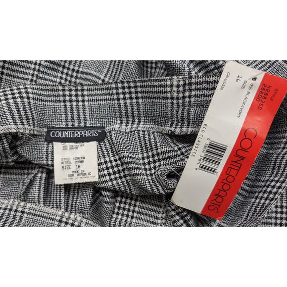 Vintage 90s Pants Black White Plaid High Waist Misses Size 16 New - Picture 4 of 7